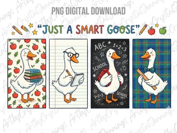 Back to School Just a Smart Goose PNG