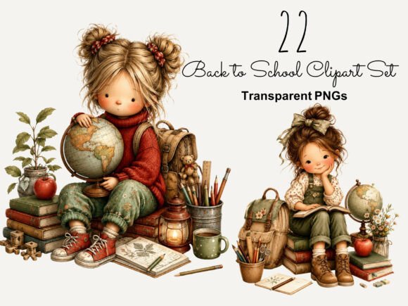Cute Back to School PNG Clipart Bundle
