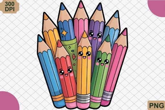 Cute Pencil Bundle Back to School PNG