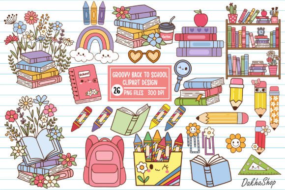 Kawaii Back to School PNG School Clipart