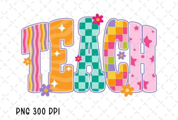 Retro Teach Teacher Back to School PNG for Creative Projects