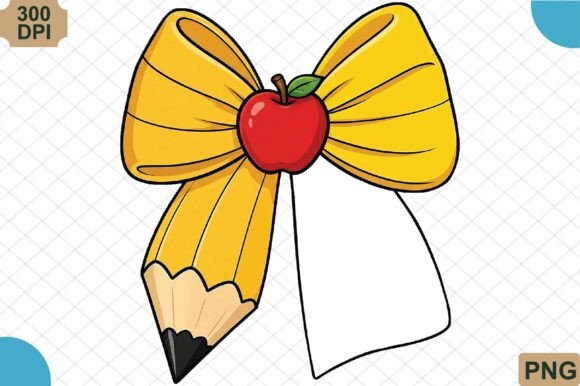 Teacher Pencil Bow Back to School PNG