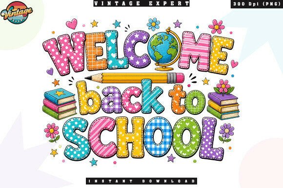 Welcome Back to School Patchwork PNG