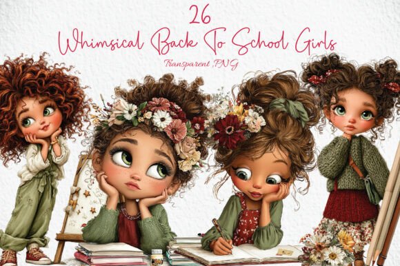 Whimsical Back to School Girls Clipart: A Creative Resource for Modern Projects